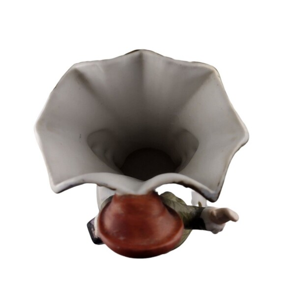 Colonial Boy  6” Figurine Vase Scalloped Hand Painted Porcelain Figural Vintage - Picture 2 of 7